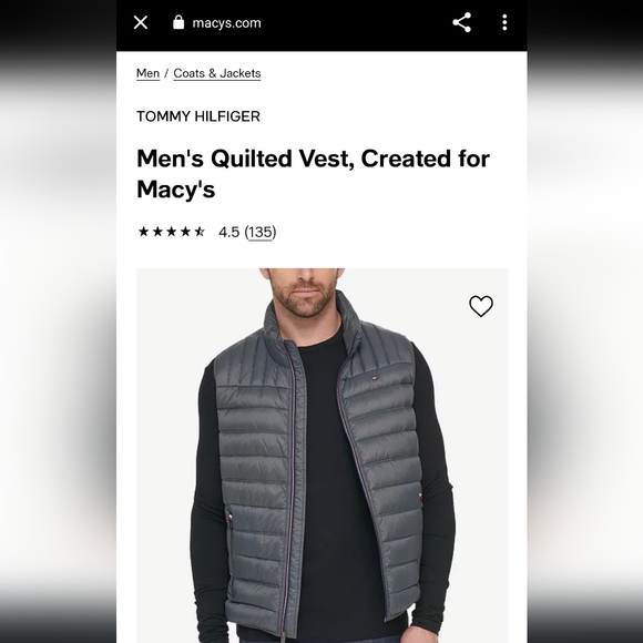 Tommy Hilfiger Puffer Gray Quilted Vest - Picture 7 of 8